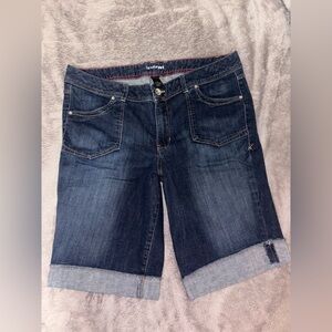 Lane Bryant Women's Bermuda Dark Blue Relaxed Stretch Denim Shorts Size 16